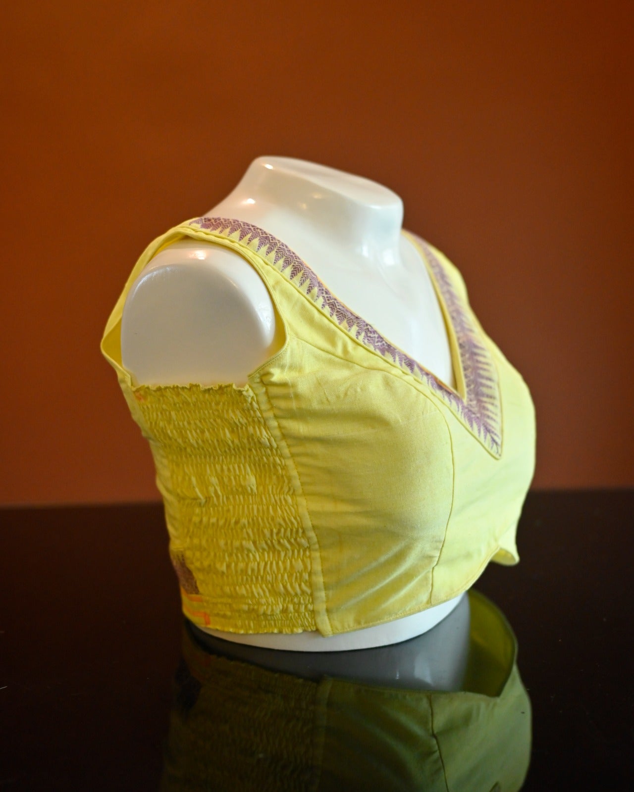 V- NECK STRETCHLINE BLOUSE IN BUTA DESIGN